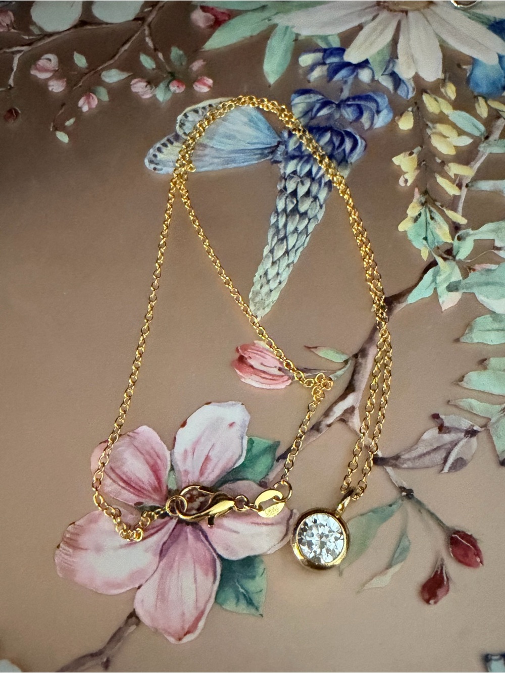 Sterling silver gold plated solitaire cz necklace
